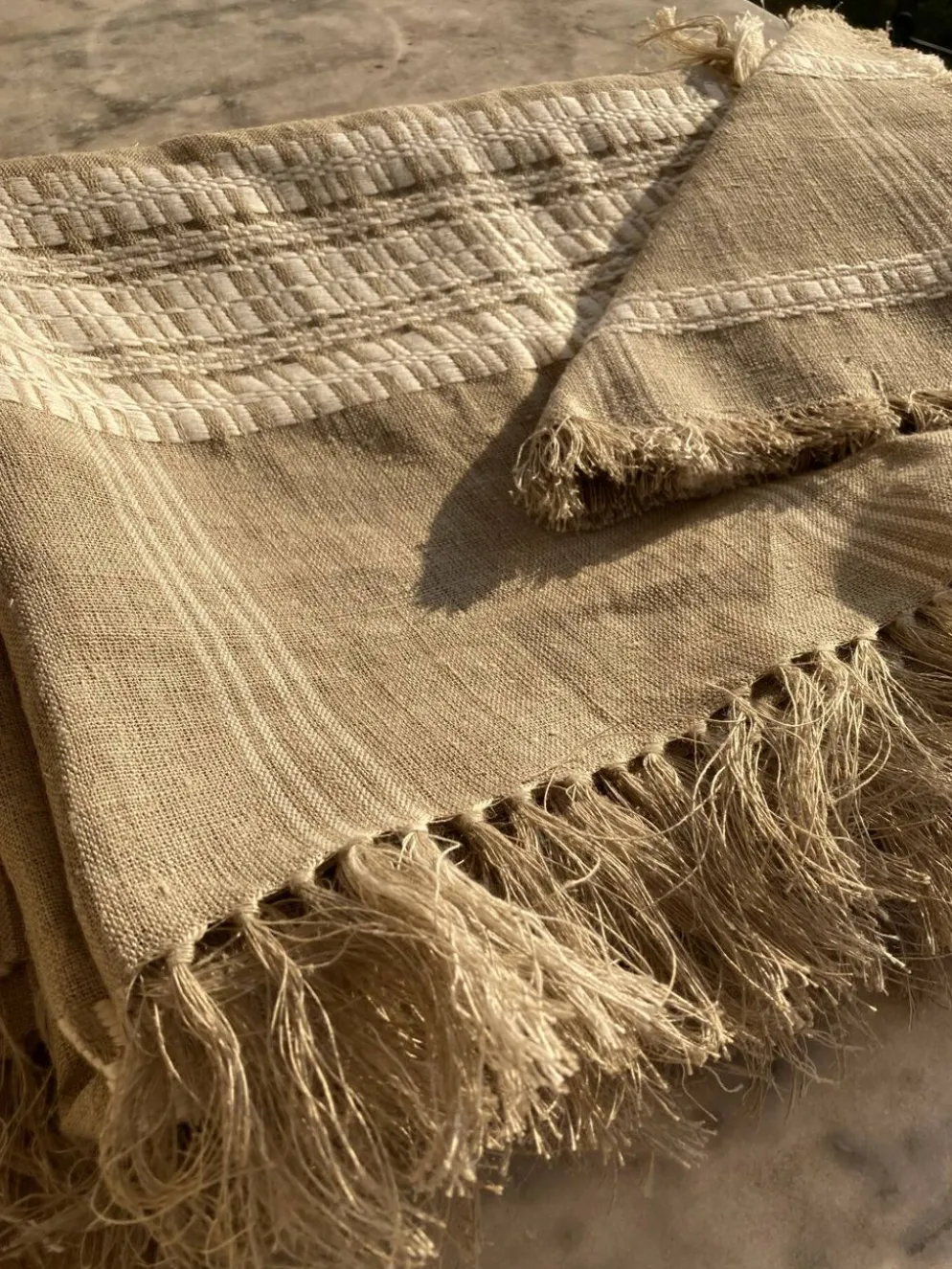 Nappe et ses 6 serviettes en fibre naturelle wabi sabi