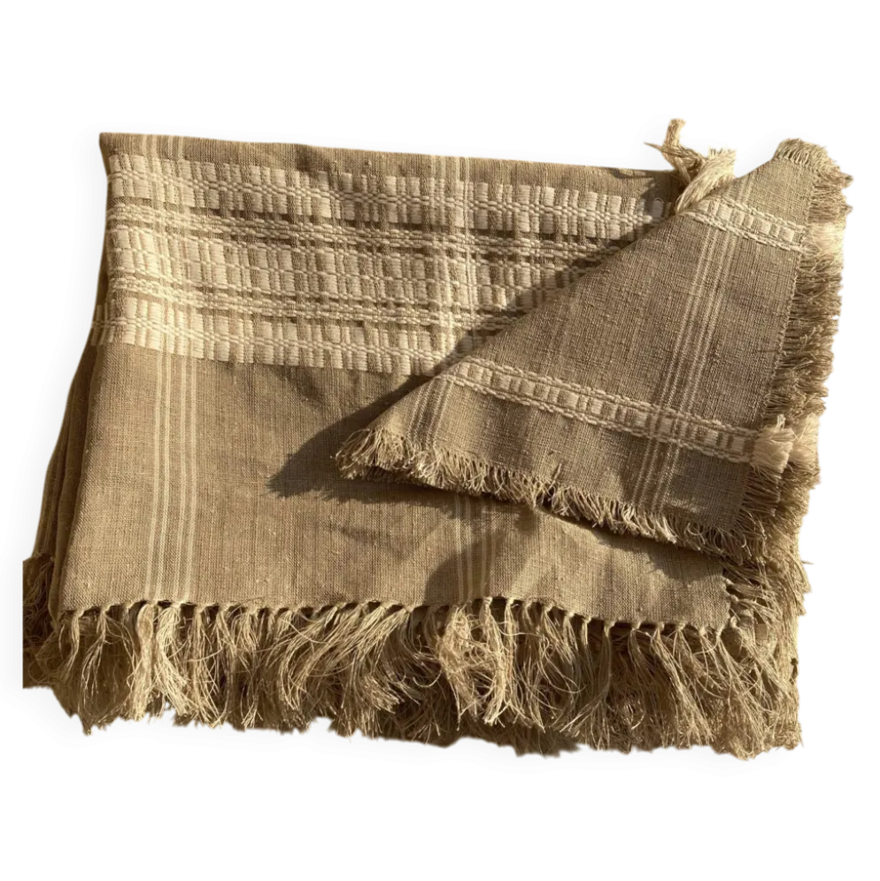 Nappe et ses 6 serviettes en fibre naturelle wabi sabi