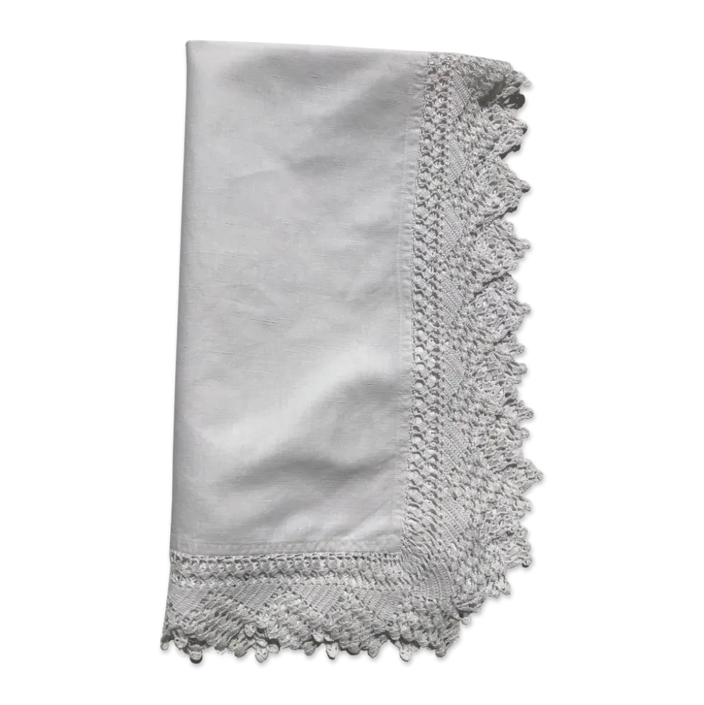 Nappe métis bord crocheté main 84cm x 91cm