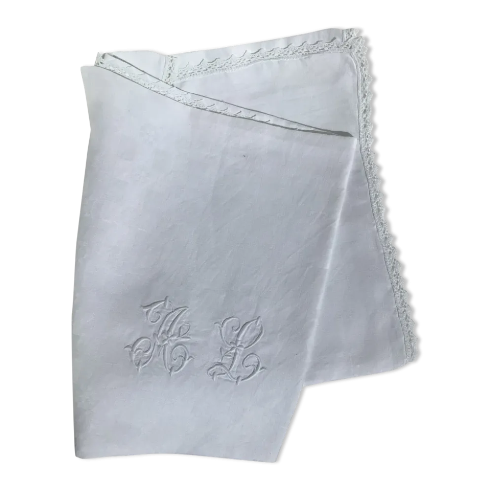 Nappe rectangle AL double broderie bord crocheté