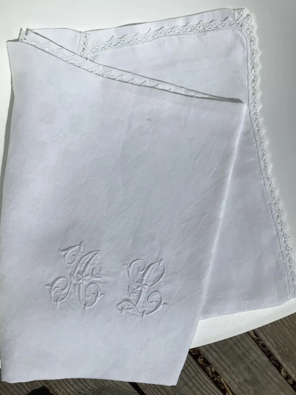 Nappe rectangle AL double broderie bord crocheté