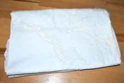 Nappe ronde vintage en coton brodé et ajouré 160x160cm *M3*
