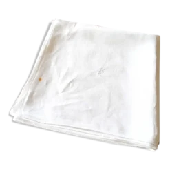 Nappe vintage en coton damassé pour table ronde monogramme MR *D4*