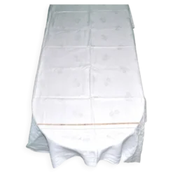 Nappe vintage en coton métis damassé 130x150 décor fleuri monogramme médaillon BV + 10 serviettes *M