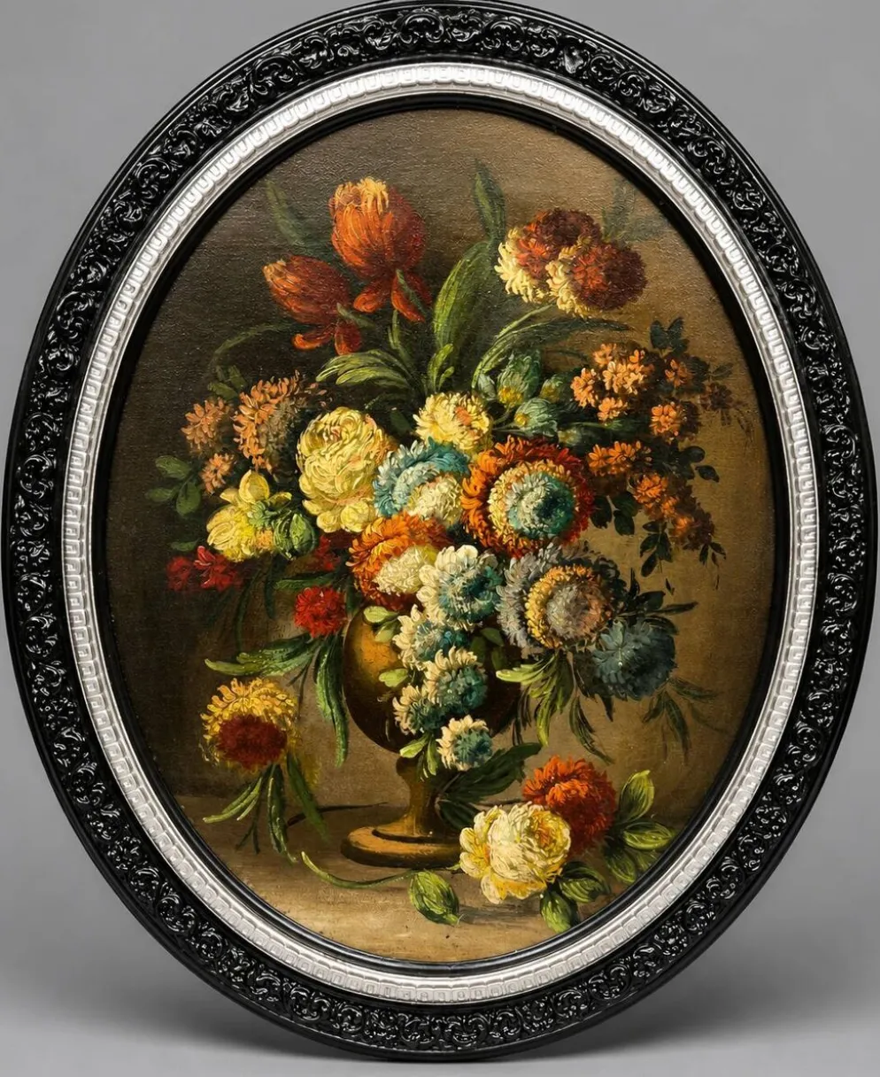 Nature morte ancienne avec des fleurs.