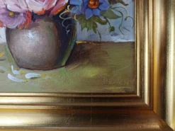 Nature morte aux fleurs, E.H.Hansen, huile danoise vintage