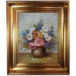 Nature morte aux fleurs, E.H.Hansen, huile danoise vintage