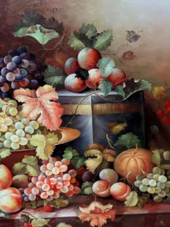 Nature morte avec fruits. Huile sur toile. Signé.