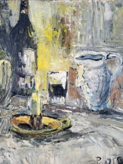 Nature Morte Italienne Expressionniste – Tableau Huile sur toile signé