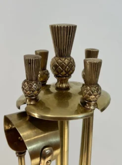Nécessaire de cheminée de style néoclassique en laiton modèle ananas