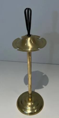 Nécessaire de Feu Design en Métal Laqué Noir et Laiton Poli. France. Vers 1