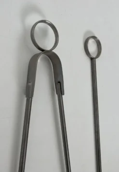 Nécessaire de Feu Design à Portant en Verre Trempé et Outils en Chrome