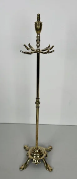Nécessaire de Feu de Style Néoclassique en Laiton Poli à Outils à Anneaux