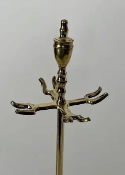 Nécessaire de Feu de Style Néoclassique en Laiton Poli à Outils à Anneaux