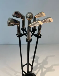 Nécessaire de Feu Modèle Golf en Métal Laqué Noir et Clubs de Golf Chromés