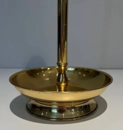 Nécessaire de Feu Néoclassique en Laiton Poli sur Support Columnaire à Base