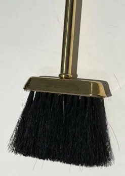 Nécessaire de Feu Néoclassique en Laiton Poli sur Support Columnaire à Base
