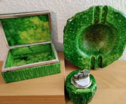 Nécessaire de fumeur en albâtre vert d’Italie, Années 1960