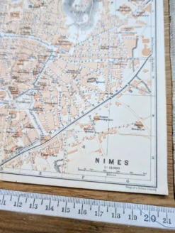 Nîmes, Gard, plan original imprimé en 1906.