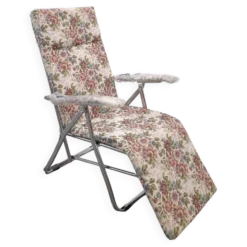 Nouveau fauteuil de jardin italien des années 70, réglable et pliable, avec fleurs.