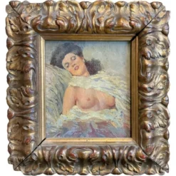 Nu d'une jeune femme, peinture à l'huile sur panneau, Italie, début du XXe siècle