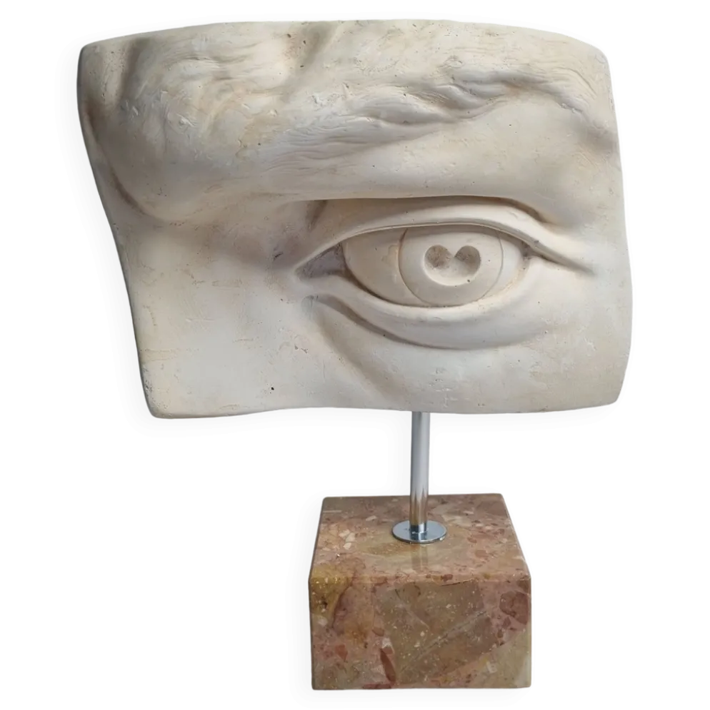 Oeil du "David" de Michelangelo moulage vintage d'après Brucciani, sur socle, 27 cm