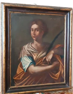 Oil on canvas antique - Saint Agnes - Roman school, 17th century