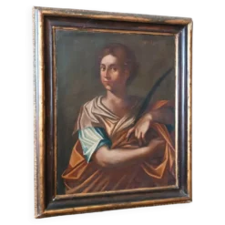 Oil on canvas antique - Saint Agnes - Roman school, 17th century