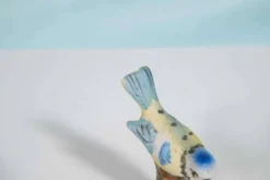 Oiseau en porcelaine vintage Pimpelmees bleu