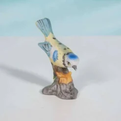 Oiseau en porcelaine vintage Pimpelmees bleu