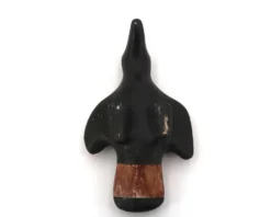 Oiseau folk noir et marron en céramique, Mexique Pérou années 70