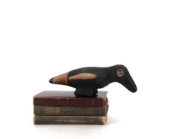 Oiseau folk noir et marron en céramique, Mexique Pérou années 70