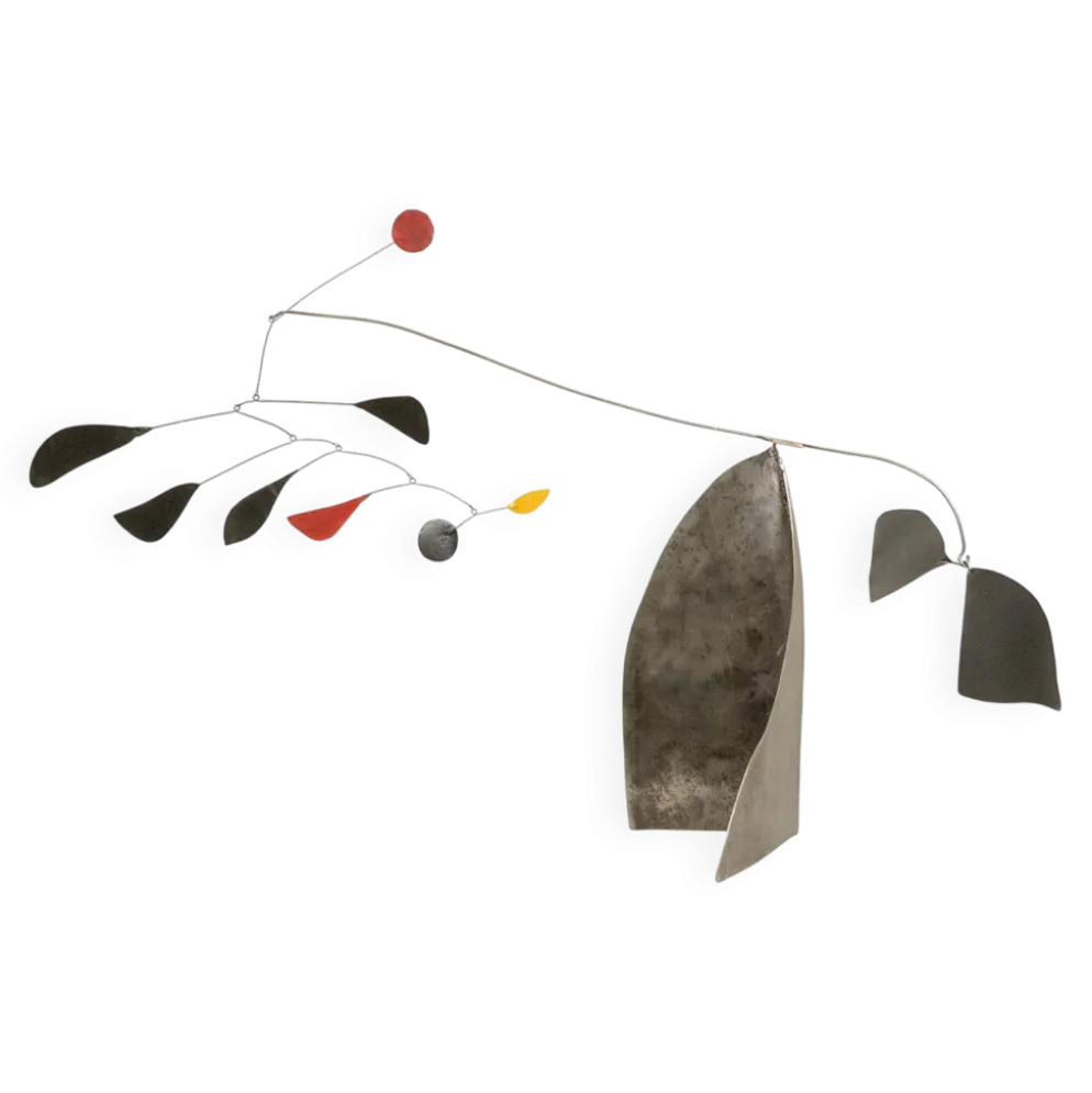 Olivier Vonet Sculpture en métal laqué noir, rouge et jaune. Contemporain