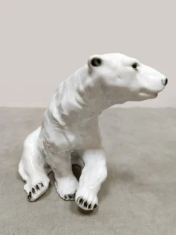 Ours polaire en porcelaine vintage de grande taille Royal Dux