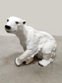 Ours polaire en porcelaine vintage de grande taille Royal Dux