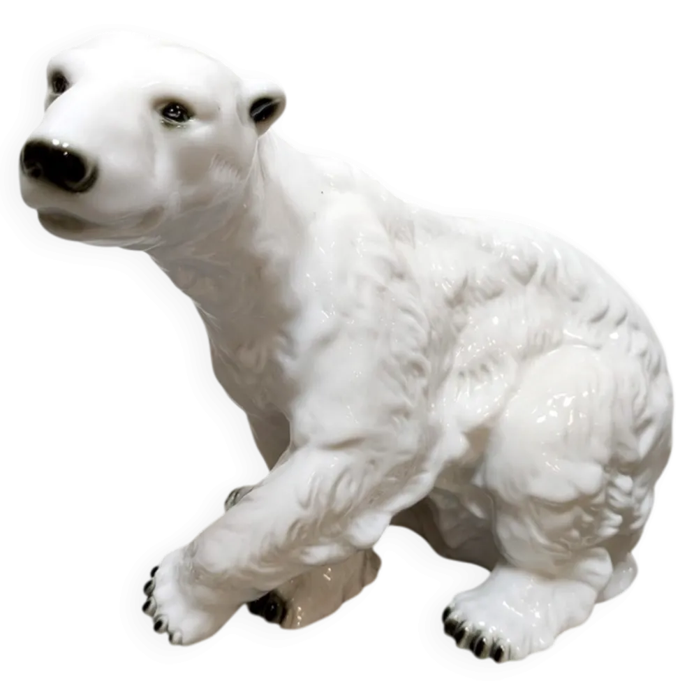 Ours polaire en porcelaine vintage de grande taille Royal Dux