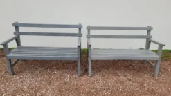Paire de bancs de jardin parc en bois fabrication ancienne