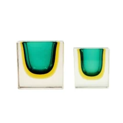 Paire de bols/cendriers en verre de Murano de milieu de siècle par F. Poli pour Seguso, années 1970.
