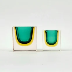 Paire de bols/cendriers en verre de Murano de milieu de siècle par F. Poli pour Seguso, années 1970.