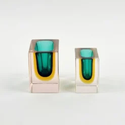 Paire de bols/cendriers en verre de Murano de milieu de siècle par F. Poli pour Seguso, années 1970.