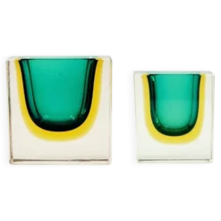 Paire de bols/cendriers en verre de Murano de milieu de siècle par F. Poli pour Seguso, années 1970.