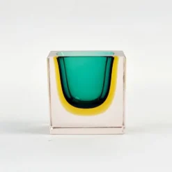 Paire de bols/cendriers en verre de Murano de milieu de siècle par F. Poli pour Seguso, années 1970.