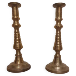 Paire de bougeoirs marocains en cuivre