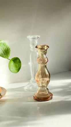 Paire de BOUGEOIRS Verre TRANSPARENT