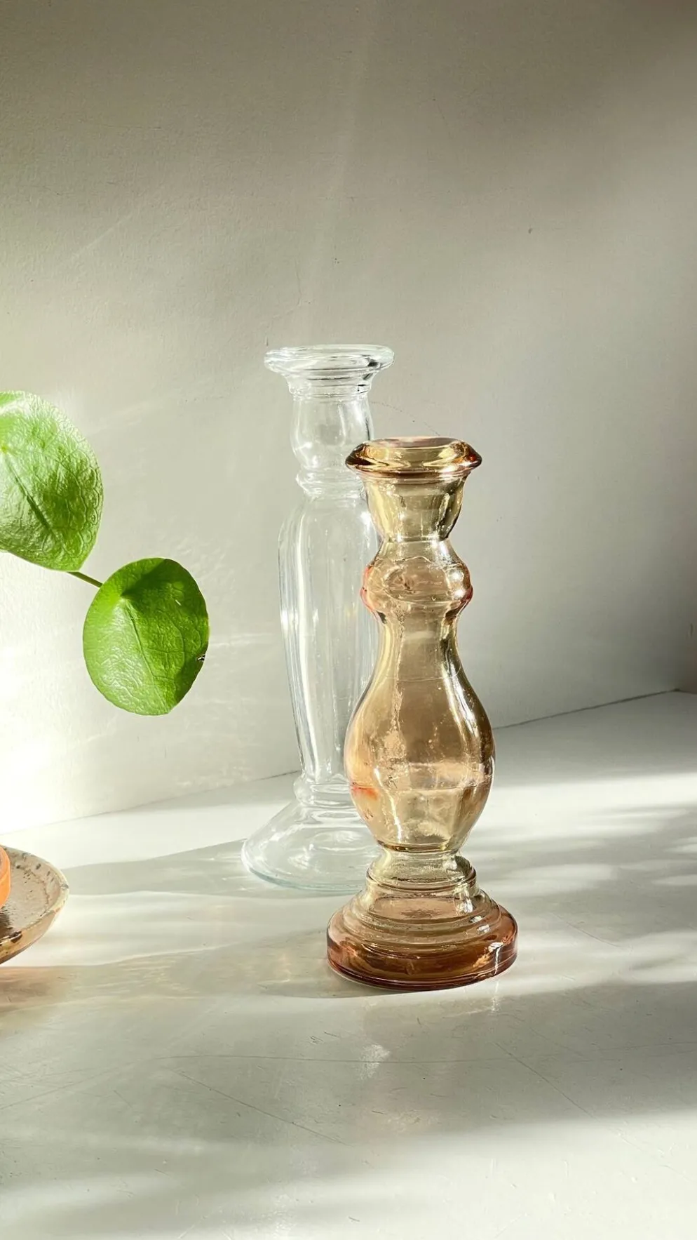 Paire de BOUGEOIRS Verre TRANSPARENT