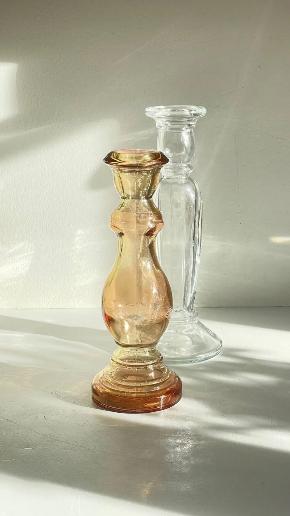 Paire de BOUGEOIRS Verre TRANSPARENT