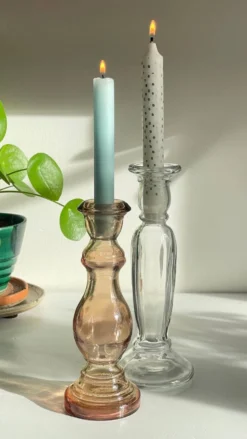 Paire de BOUGEOIRS Verre TRANSPARENT