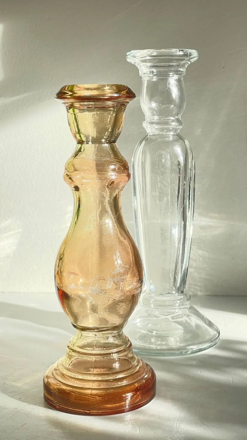 Paire de BOUGEOIRS Verre TRANSPARENT