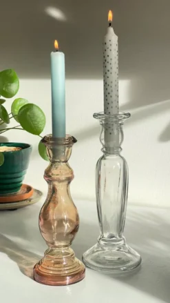 Paire de BOUGEOIRS Verre TRANSPARENT