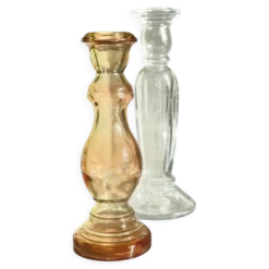 Paire de BOUGEOIRS Verre TRANSPARENT